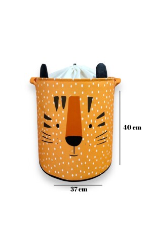 Tiger Tasarımlı Ağzı Büzgülü Bebek Çocuk Odası Düzenleyici Saklama Kutusu Oyuncak Kirli Sepeti 37x40 - 7