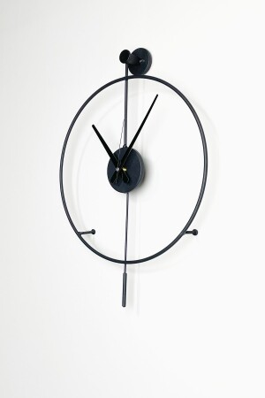 Tiktok 40 cm schwarze, moderne dekorative Metallwanduhr mit Pendel AGA01085 - 4