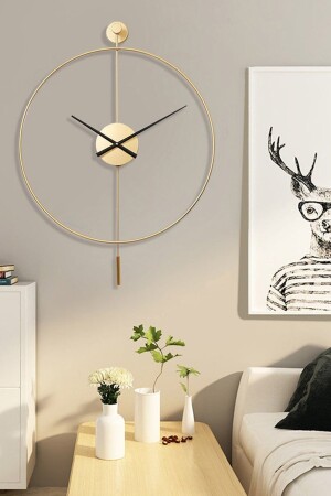 Tiktok 60 cm Gold, moderne dekorative Metallwanduhr mit Pendel AGA001008004 - 6