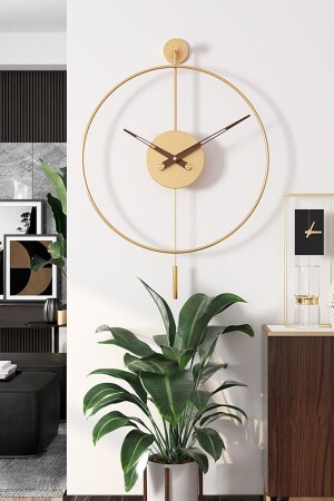 Tiktok Plus 60 Cm Gold- Modern Dekoratif Sarkaçlı Metal Duvar Saati - 2