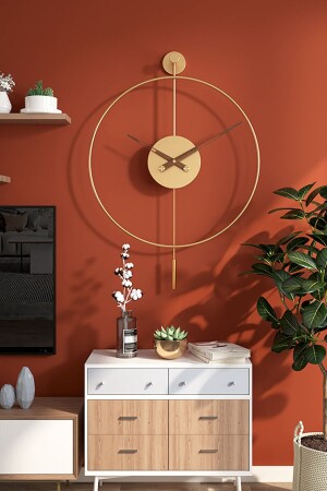 Tiktok Plus 60 Cm Gold- Modern Dekoratif Sarkaçlı Metal Duvar Saati - 5