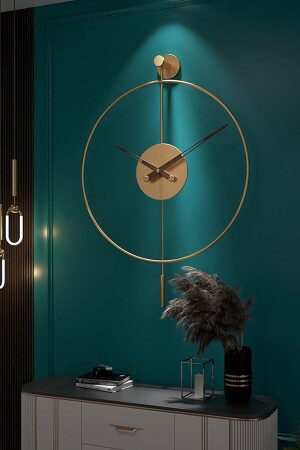 Tiktok Plus 60 Cm Gold- Modern Dekoratif Sarkaçlı Metal Duvar Saati - 7