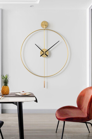 Tiktok Xxl 90 Cm Gold, Modern Dekoratif Sarkaçlı Metal Duvar Saati AGA01078 - 4