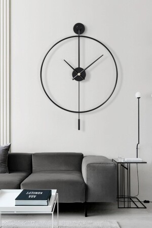 Tiktok Xxl 90 cm schwarz, moderne dekorative Metallwanduhr mit Pendel AGA01077 - 1