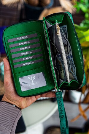 Tilburg Handgelenkgriff Strohgeflechtmuster Grüne Portfolio-Geldbörse mit vielen Kartenhaltern TILBURG - 5