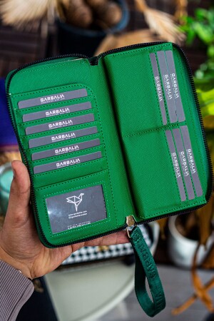 Tilburg Handgelenkgriff Strohgeflechtmuster Grüne Portfolio-Geldbörse mit vielen Kartenhaltern TILBURG - 6