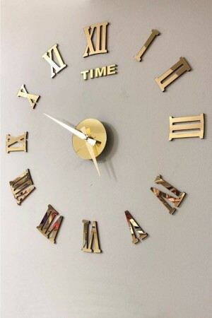 مجموعة MNZ-Time 3d ساعة الجدار الرقمية الرومانية (GOLD) ROME-7MM-GOLD - Wooden Factory