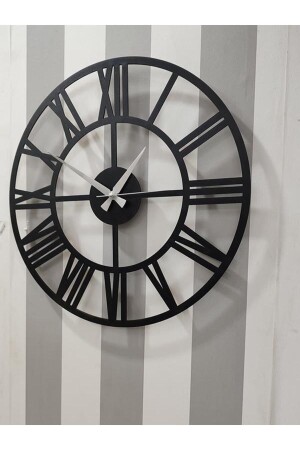 Time Collection Flat Roma Rakamlı Dekoratif Duvar Saat (SİYAH) - 4