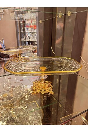 Timeless Baton Gold Präsentationsschale mit Metallbeinen – Präsentationsschale Timeless-Serie - Paşabahçe