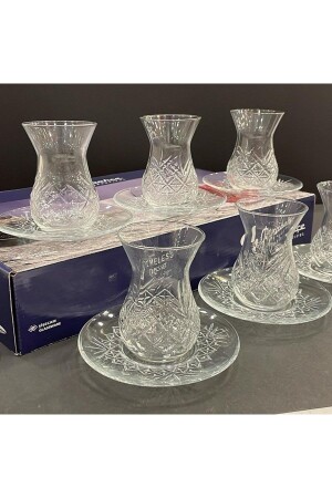 Timeless Kesme Kristal Çay Bardağı Seti Takımı - 12 Parça Çay Seti 96992 pb96992 - 5