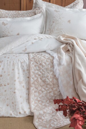 Timeless Prime Set Liberty Linen Çift Kişilik Battaniye Ve Yatak Örtülü %100 Pamuk Nevresim Set AP99T20212112 - 4