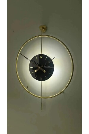 Timelles Gold (pilli Led ) Siyah Göbek 60 Çap ,(QUARTZ MEKANİZMALI) Modern Metal Duvar Saati Meta-040140044 - 5