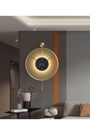 Timelles Gold (pilli Led ) Siyah Göbek 60 Çap ,(QUARTZ MEKANİZMALI) Modern Metal Duvar Saati Meta-040140044 - 2