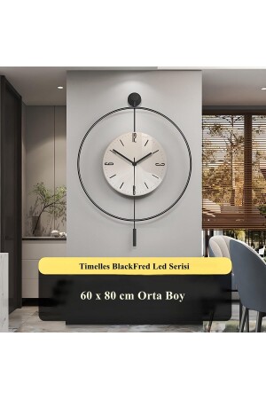 Timelles Xxl 90 Black Fred (wird mit 3 Batterien geliefert) LED-Kristall – Moderne dekorative Glas-Metall-Wanduhr - 5