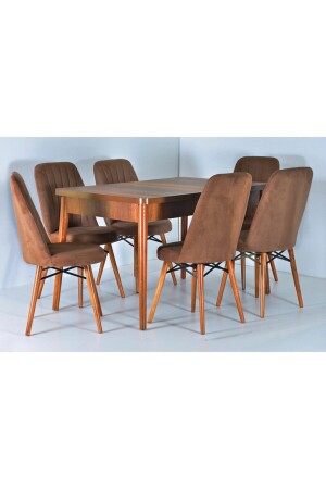 Tisch Stuhl Set Ausziehbarer Esstisch für 6 Personen Wohnzimmertisch Ausziehbares Tischset Holztisch kaktüs272 - 1