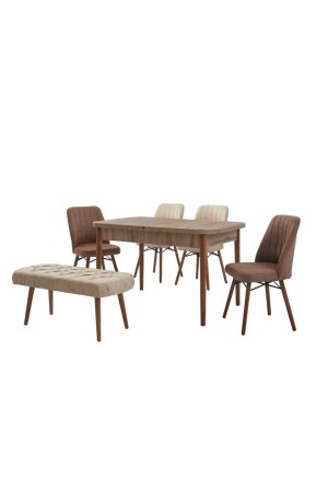 Tisch-Stuhl-Set mit Bank aus Holz 0006benchtablechairwood - 1