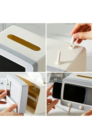 Tischserviettenhalter – Serviettenpapierbox in TV-Form – Serviettenhalter mit Handyhalter - 5