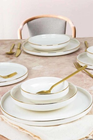 Tohana Bone Porcelain 24-teiliges goldenes Tafelservice HMNV-24PARCAPORCELEN-GLD-92800-THN - 1