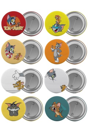 Tom Ve Jerry Çanta Rozeti Seti 8 Adet En Büyük Boy 5.8cm Iğneli Broş 9789141415000 - 1