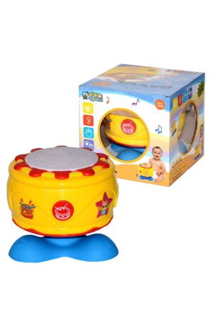 Ton- und Licht-Rock-Trommel, batteriebetrieben, gelbes Musikinstrument, pädagogisches Spaß-Spielzeug für Babys und Kinder - 1