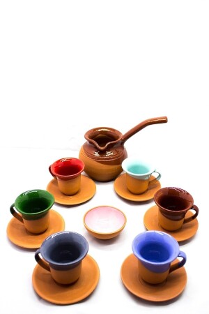 Tontassen-Set und Kaffeekanne, glasierte Tasse, Kaffeekanne, ERDENTASSEN-SET - 3