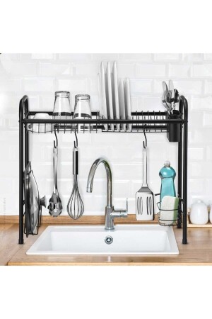 Top Dish Drying Rack Küchenaufbewahrung Arbeitsplatten-Organizer (70 cm mit beweglichen Haken) SM114B - 1