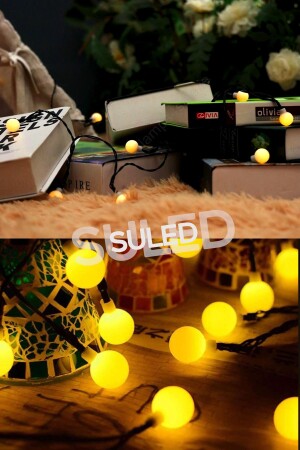 Top Led Sarı Dekor Led Yılbaşı Led Işıkları 5mt Işıkları Top Dize Işıklar Masa Dekorasyon Noel Işık - 7