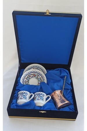 Topkapi-Porzellantassen-Set mit samtverpackter Kupfer-Kaffeekanne 0202 - 1