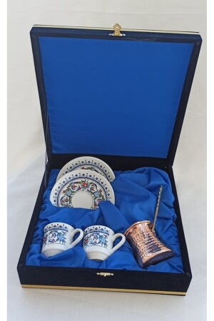 Topkapi-Porzellantassen-Set mit samtverpackter Kupfer-Kaffeekanne 0202 - 3