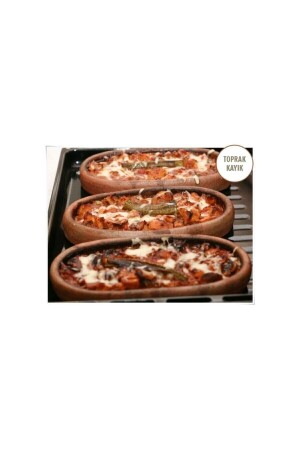 MNZ-Soil Oval Casserole متوسط الحجم 25 سم مجموعة من 3 قارب الأرض25 سم - HerşeyTopraktan