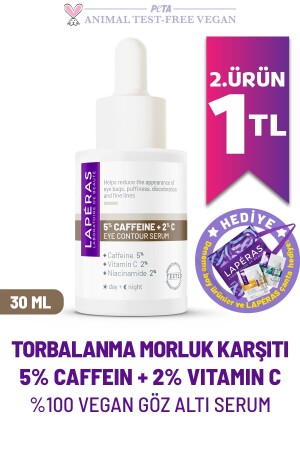 Torbalanma Morluk Karşıtı 5% Caffein 2% Vitamin C Aydınlatıcı Kafein Vegan Göz Altı Serumu - 1