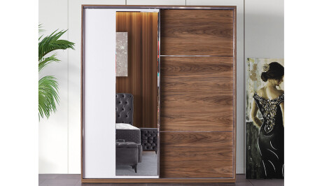 Torino 160 cm Walnuss-Schiebeschrank - 1