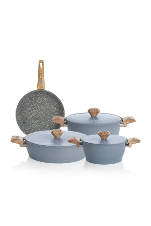 Toscana Kochgeschirr-Set aus Gusseisen, 7-teilig, Blau, 1S7021-20003-MAV01 - 7