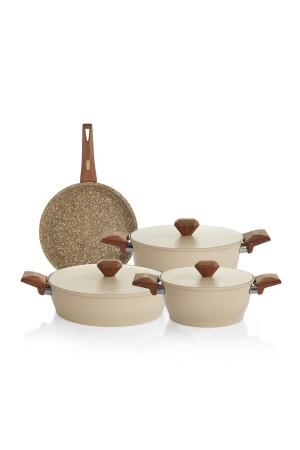 Toscana Kochgeschirr-Set aus Gusseisen, 7-teilig, cremefarben, 1S7021-20003-KRM01 - 7