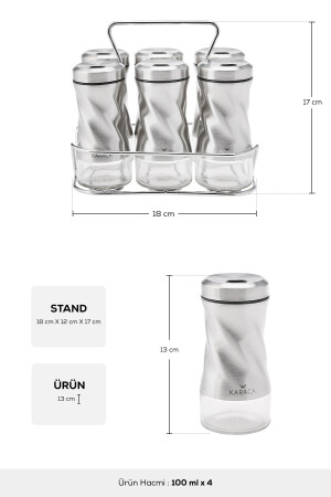 Tottori Inox 7 Parça Dikdörtgen Cam Baharat Takımı 153.03.06.4729 - 5