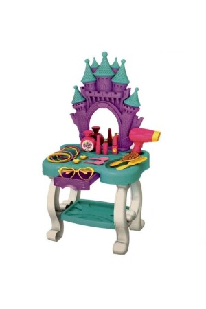 Toy Castle Kosmetiktisch mit Spiegel und Zubehör + Streichbares Erdbeer-Make-up-Set Spielzeug für Mädchen, Schönheitstisch mit Zubehör - 9