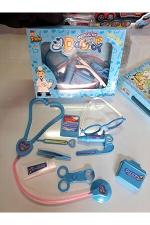 Toy Doctor Set mit Tasche, Behandlungsausrüstung, 11-teilig, Brille, Stethoskop, Kartenhalter, Injektor, 18 x 24 cm - 4