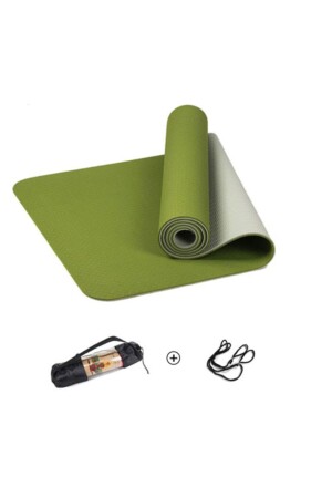 Tpe Pilates Yogamatte 6 mm, zweifarbige Yogamatte mit Tragetasche grün FTR00263 - 1