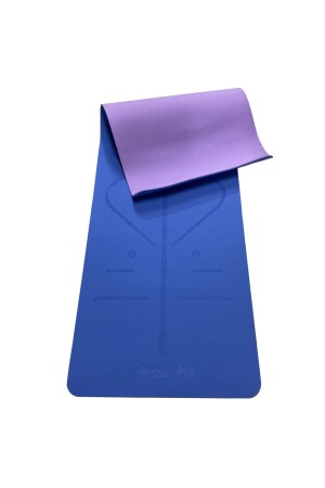 TPE YOGA PILATES MAT 6 MM AUSRICHTUNG (IMPORTIERT) Doppelte Farbe Blau - 3