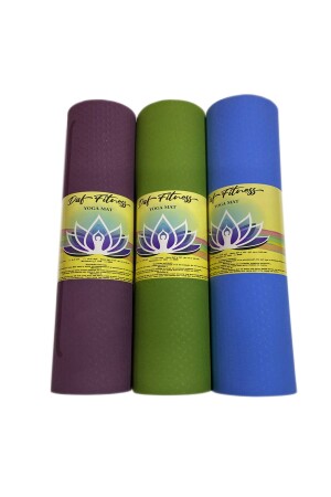 TPE YOGA PILATES MAT 6 MM AUSRICHTUNG (IMPORTIERT) Doppelte Farbe Blau - 6