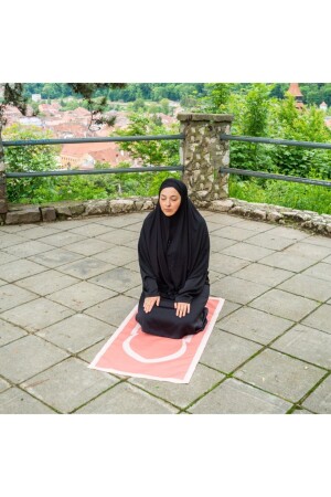 Tragbarer Taschen-Gebetsteppich mit Reisegebet – faltbarer Gebetsteppich – perfektes Ramadan-Geschenk (Ziegelfarbe), 60 x 110 - 3