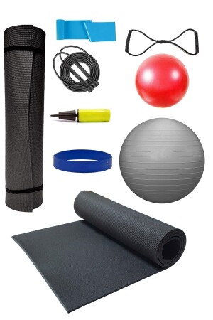 Trainingsmatte 65 cm und 20 cm Pilates-Ball, Pilates-Reifen, Seil, Widerstandsband und Pumpen-Set - 1