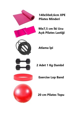 Trainingsmatte, Widerstandsband, Springseil, 2 x 1 kg Hantel, Aerobic-Band und 20 cm Ball - 3