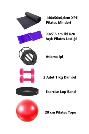 Trainingsmatte, Widerstandsband, Springseil, 2 x 1 kg, Hantel, Aerobic-Band und 20 cm Ball, PRA-8829755-249137 - 2