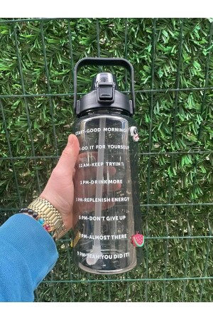 Transparente Motivationsflasche, 2000 ml Krug, Wasserflasche, Bpa-frei, Motivationsflasche – Aufkleber OS15 - 3