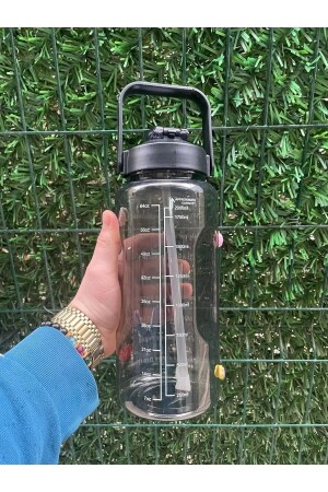 Transparente Motivationsflasche, 2000 ml Krug, Wasserflasche, Bpa-frei, Motivationsflasche – Aufkleber OS15 - 5