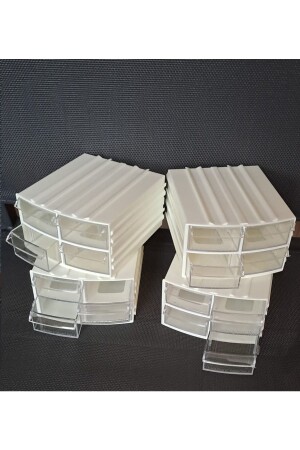 Transparente Organizer-Box mit Schubladen, 4 Boxen, 16 Fächer, Dremel-Gravur, Perlenschmuck-Aufbewahrungsbox, Organizer-4x4 - 1