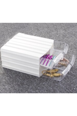 Transparente Schubladen-Organizer-Box mit 4 Schubladen, Dremel-Gravur, Perlen-Schmuck-Aufbewahrungsbox, Organizer-4 - 2