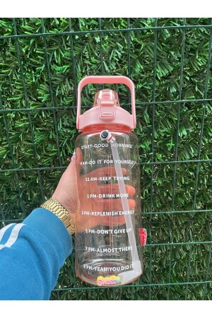 Transparente schwarze Motivationswasserflasche 2000 ml Wasserflasche Bpa-frei | - 3
