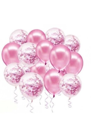 Transparenter Ballon mit rosa Konfetti. Metallic-Pink-Ballon-Set, 20-teilig - 1